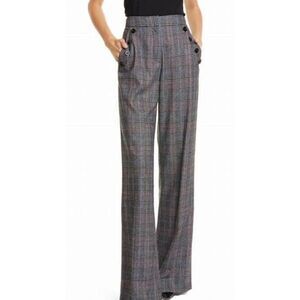 Veronica Beard Tuli Glen Check Plaid Wide Leg Trouser Pants NWT